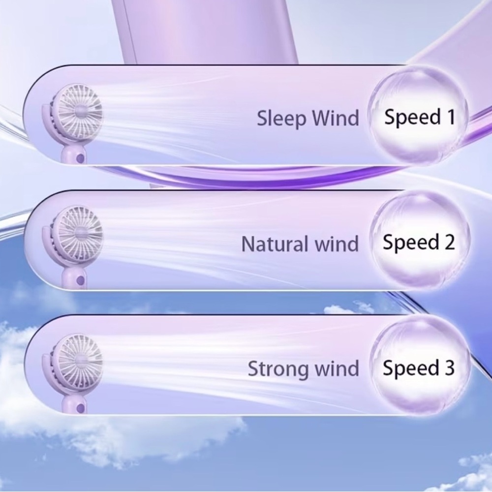 Portable Mini Fan-NIB in Lavender, White or Black USB Cord & 3 modes &Tilt fan - Picture 12 of 16